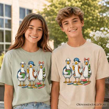 Kids Goose Back to School T-Shirt, Cute Youth Student Classroom Tee