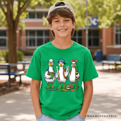Kids Goose Back to School T-Shirt, Cute Youth Student Classroom Tee