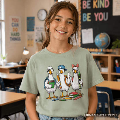 Kids Goose Back to School T-Shirt, Cute Youth Student Classroom Tee