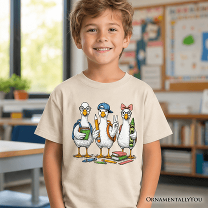 Kids Goose Back to School T-Shirt, Cute Youth Student Classroom Tee