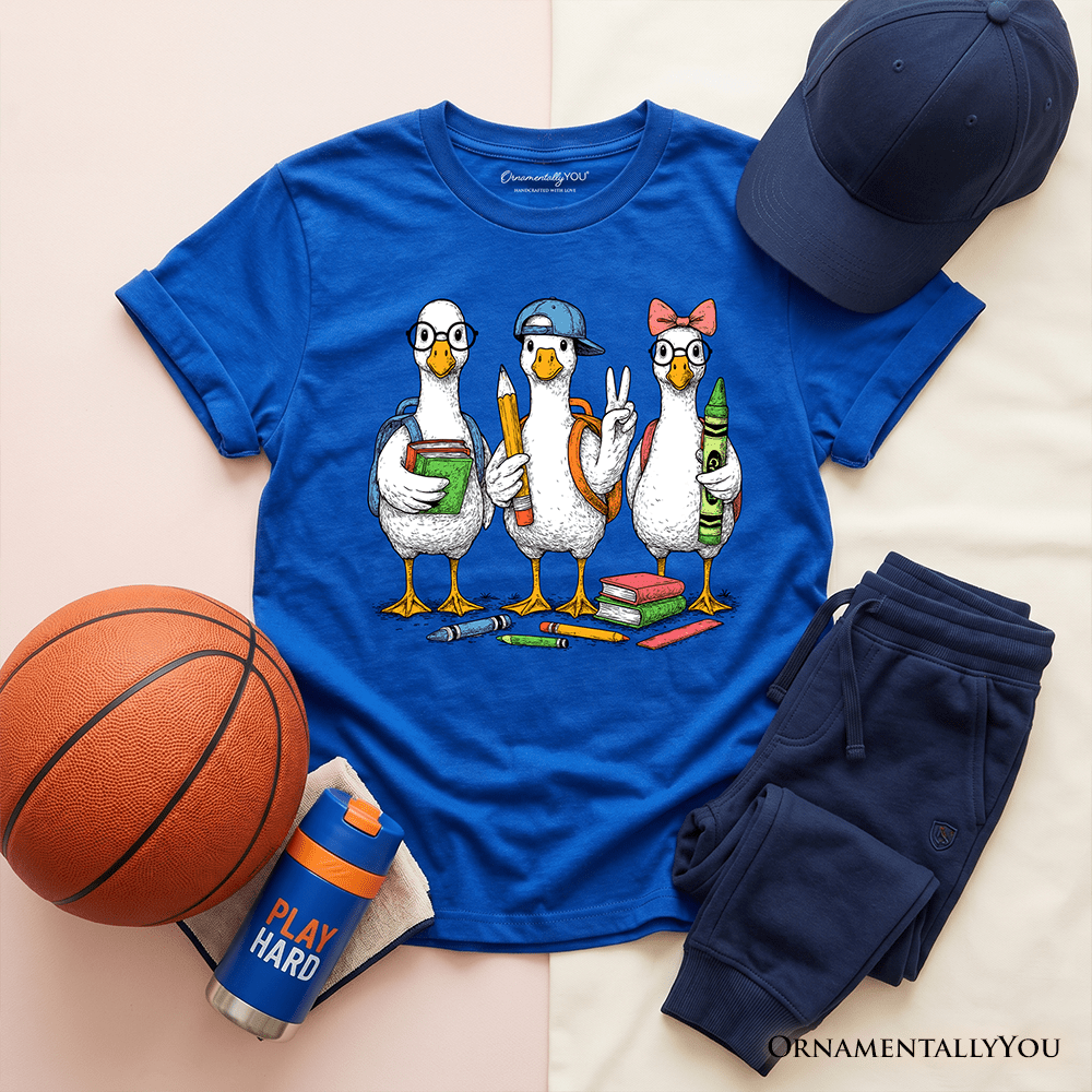 Kids Goose Back to School T-Shirt, Cute Youth Student Classroom Tee