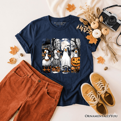 Kids Halloween Goose in Costume T-Shirt, Spooky Fall Geese Tee for Youth