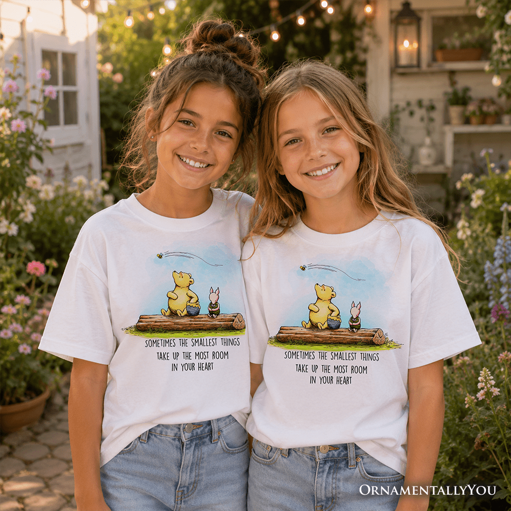 Kids Heartwarming Winnie-the-Pooh Quote T-Shirt, 1926 A.A. Milne Small Things Friendly Tee for Youth