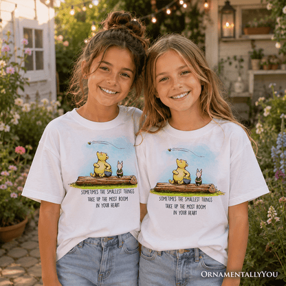 Kids Heartwarming Winnie-the-Pooh Quote T-Shirt, 1926 A.A. Milne Small Things Friendly Tee for Youth