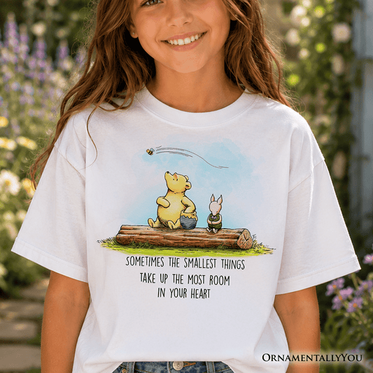 Kids Heartwarming Winnie-the-Pooh Quote T-Shirt, 1926 A.A. Milne Small Things Friendly Tee for Youth
