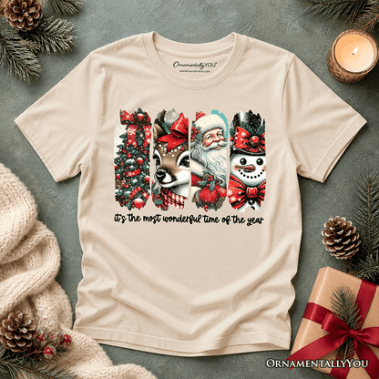 Kids It's Most Wonderful Time Of The Year T-Shirt, Reindeer, Santa, Snowman Vintage Youth Tee for Christmas