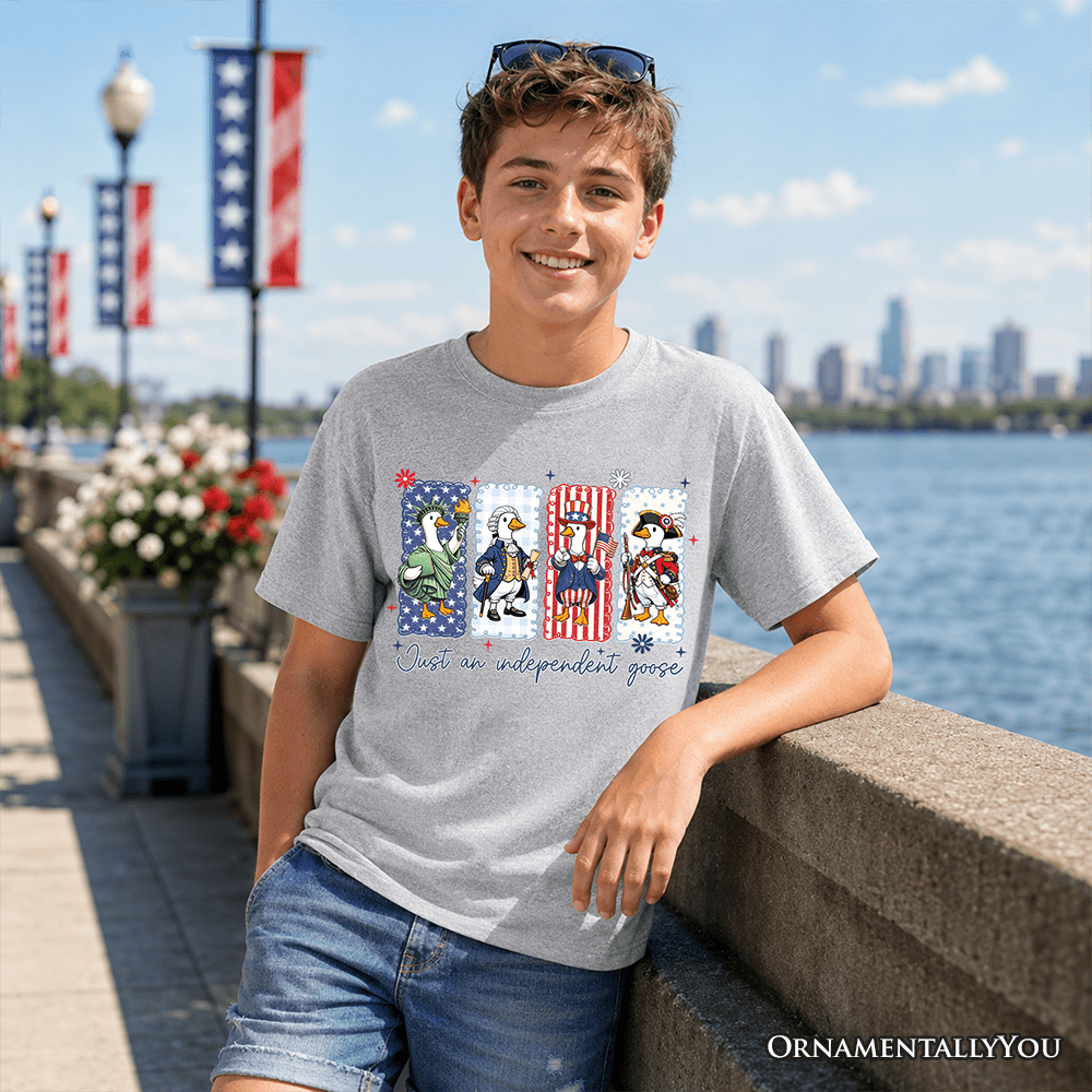 Kids Just An Independent Goose Patriotic T-Shirt, Funny Youth 4th of July Tee