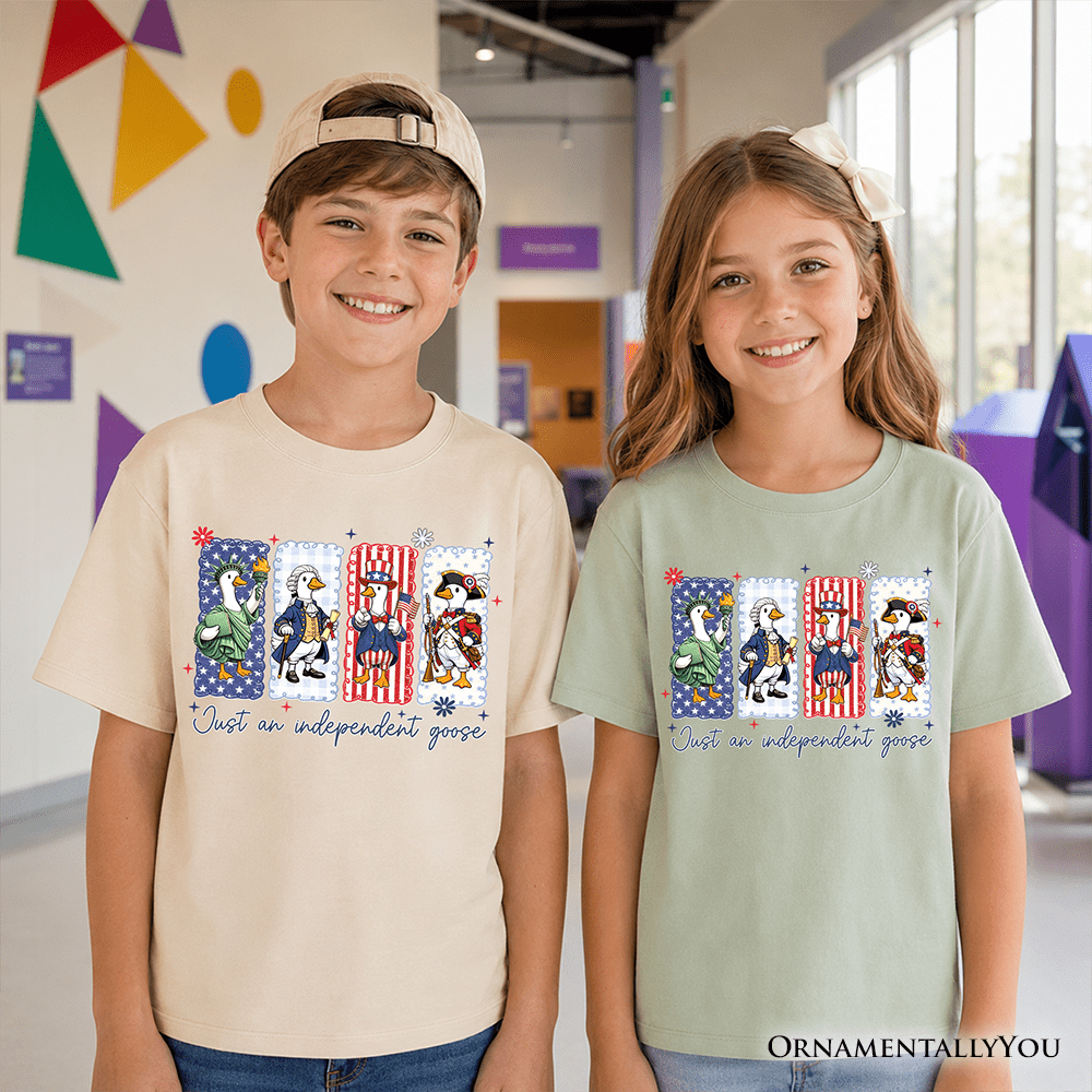 Kids Just An Independent Goose Patriotic T-Shirt, Funny Youth 4th of July Tee