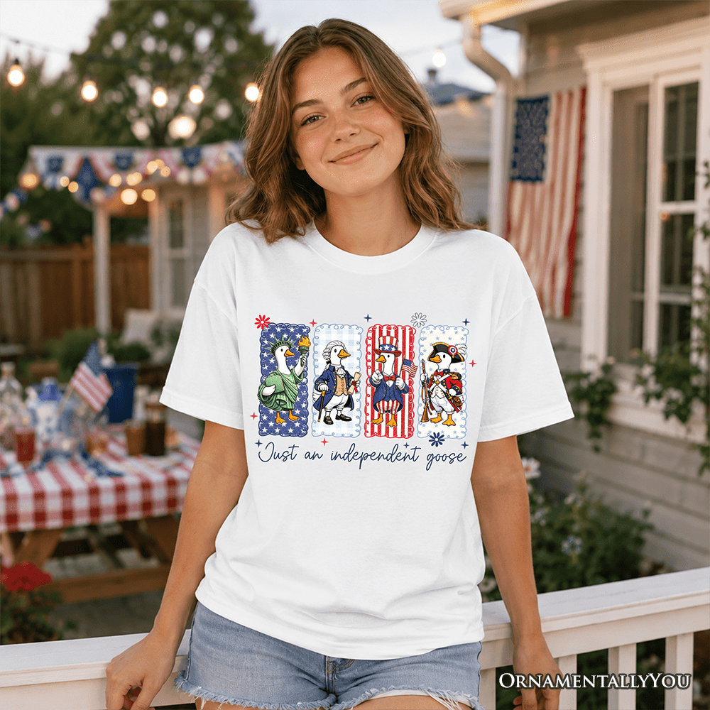 Kids Just An Independent Goose Patriotic T-Shirt, Funny Youth 4th of July Tee