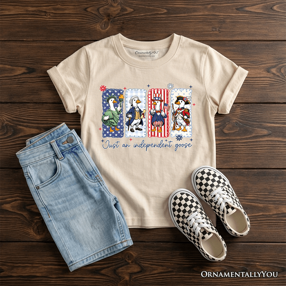Kids Just An Independent Goose Patriotic T-Shirt, Funny Youth 4th of July Tee