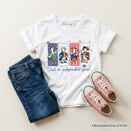 Kids Just An Independent Goose Patriotic T-Shirt, Funny Youth 4th of July Tee
