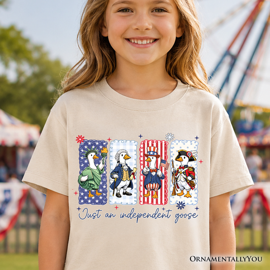 Kids Just An Independent Goose Patriotic T-Shirt, Funny Youth 4th of July Tee