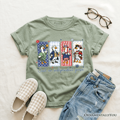 Kids Just An Independent Goose Patriotic T-Shirt, Funny Youth 4th of July Tee