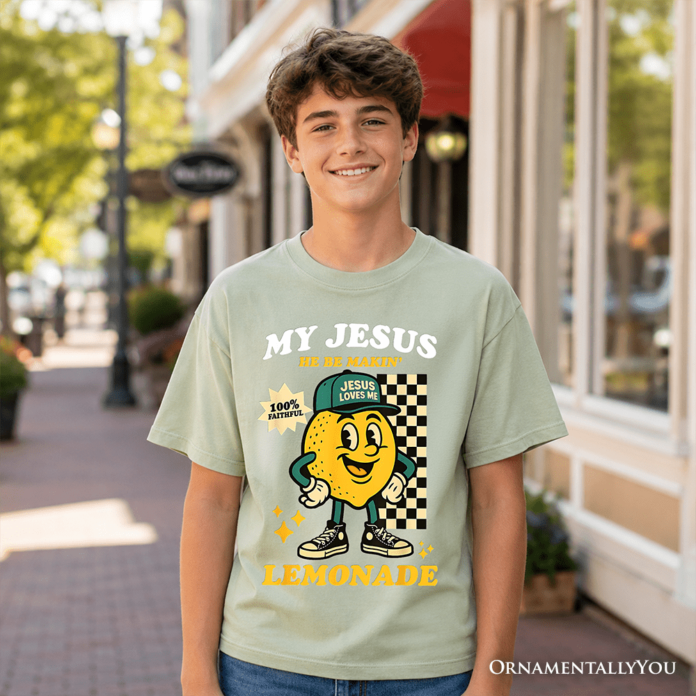Kids Life Gave Me Lemons Jesus Lemonade T-Shirt, Funny Youth Christian Faith Retro Tee