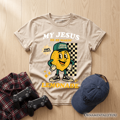 Kids Life Gave Me Lemons Jesus Lemonade T-Shirt, Funny Youth Christian Faith Retro Tee