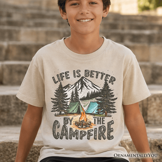 Kids Life Is Better by the Campfire T-Shirt, Outdoors Camping Youth Tee