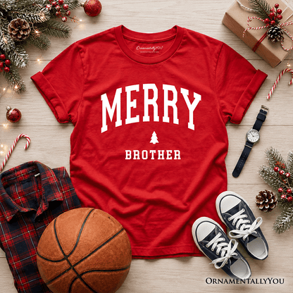 Kids Merry Brother Retro Christmas T-Shirt, Matching Family Holiday Youth Tee
