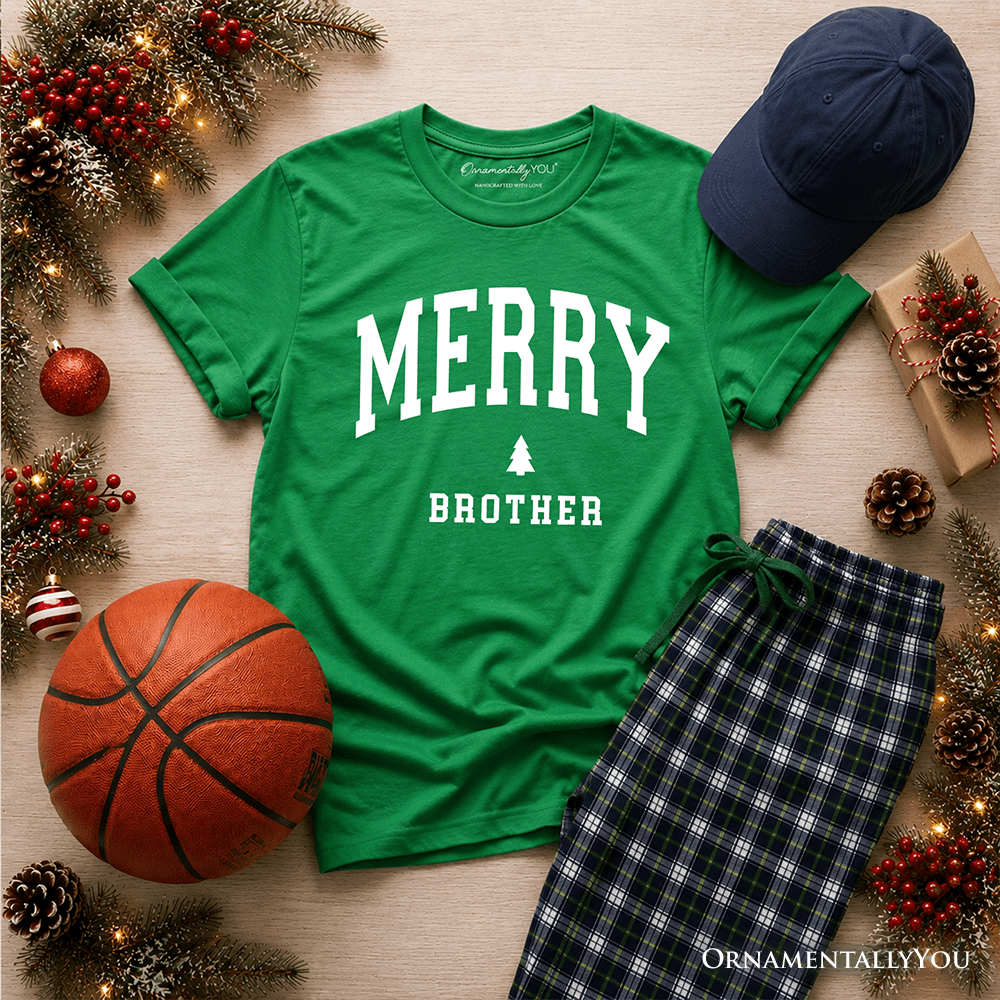 Kids Merry Brother Retro Christmas T-Shirt, Matching Family Holiday Youth Tee