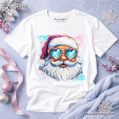 Kids Merry Christmas Santa Sunglasses Christmas T-Shirt, Funky Retro Holiday Youth Tee