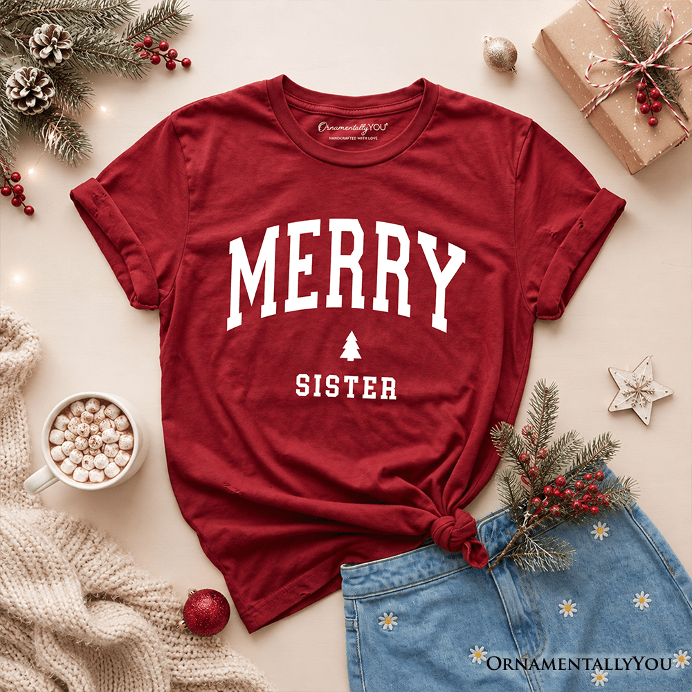 Kids Merry Sister Retro Christmas T-Shirt, Matching Family Holiday Youth Tee