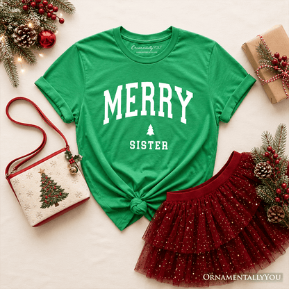 Kids Merry Sister Retro Christmas T-Shirt, Matching Family Holiday Youth Tee