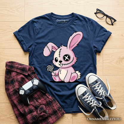 Kids Pink Zombies Bunny Cute T-Shirt, Cute Gothic Youth Halloween Tee
