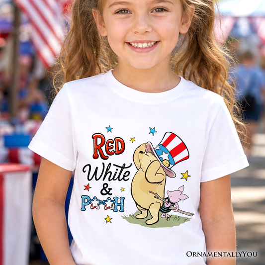 Kids Red White & Proud Winnie-the-Pooh T-Shirt, 1926 A.A. Milne Youth Patriotic 4th of July Tee