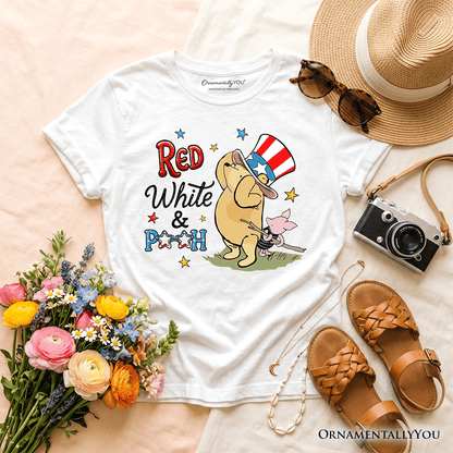 Kids Red White & Proud Winnie-the-Pooh T-Shirt, 1926 A.A. Milne Youth Patriotic 4th of July Tee