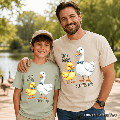 Kids Silly Goose Serious Dad Tie T-Shirt, Cute Duo Youth Tee