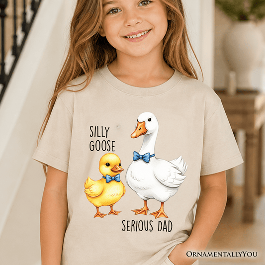 Kids Silly Goose Serious Dad Tie T-Shirt, Cute Duo Youth Tee