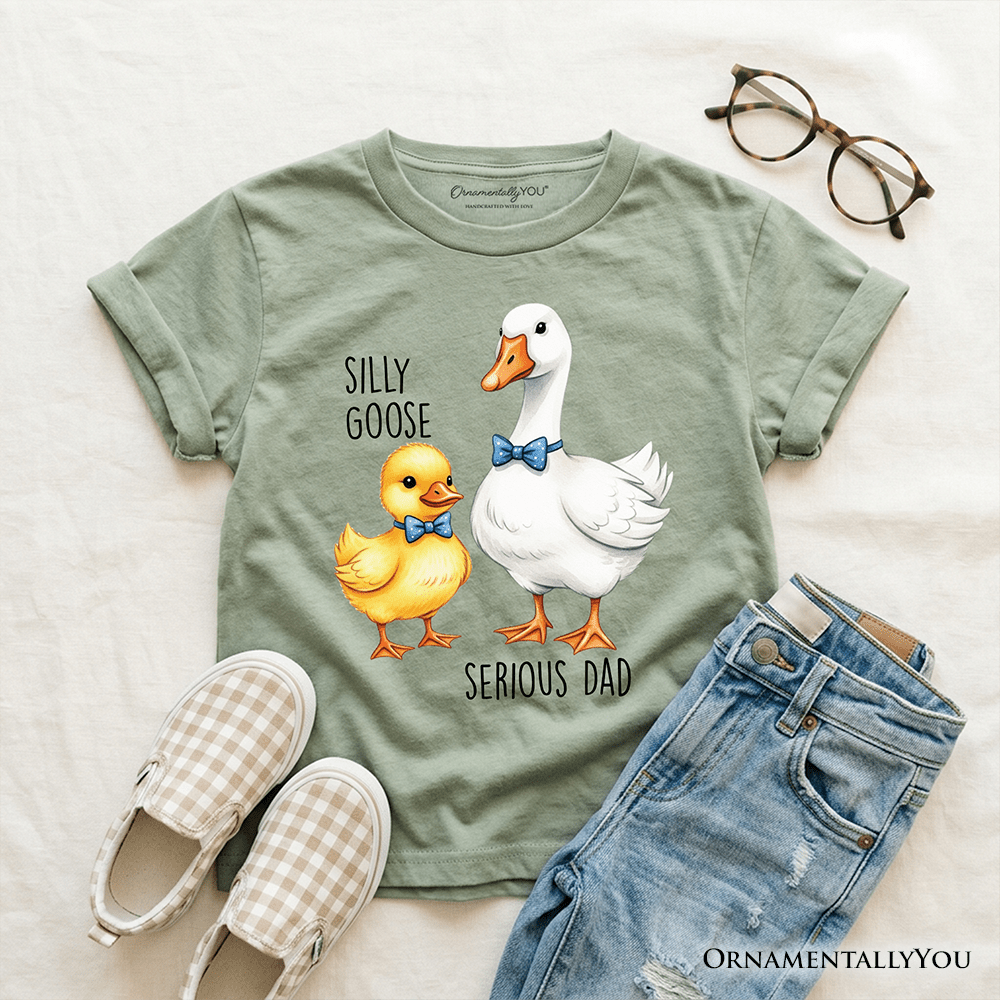 Kids Silly Goose Serious Dad Tie T-Shirt, Cute Duo Youth Tee