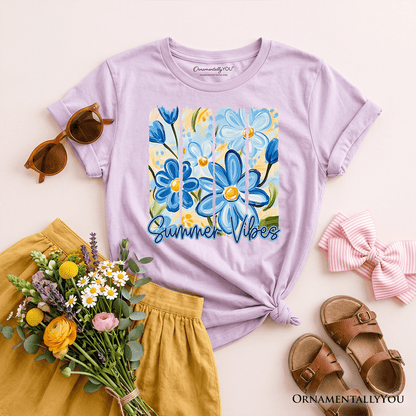 Kids Summer Vibes Brushstroke Flowers T-Shirt, Youth Aesthetic Tee