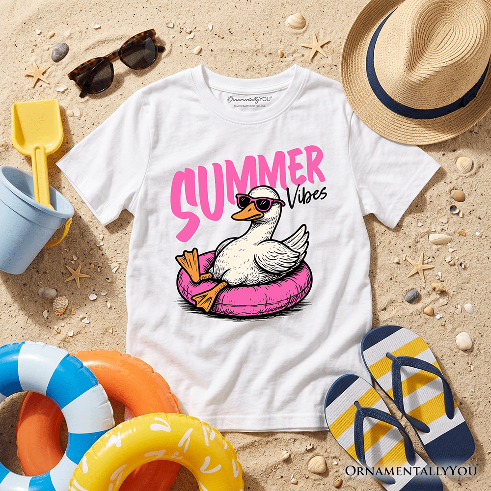 Kids Summer Vibes Goose T-Shirt, Funny Beach Vacation Youth Tee