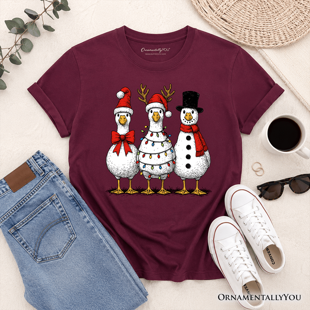 Kids Vintage Christmas Silly Goose T-Shirt, Snowman Spoof Winter Youth Tee