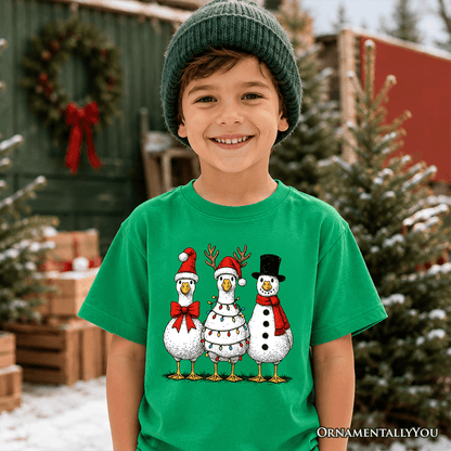 Kids Vintage Christmas Silly Goose T-Shirt, Snowman Spoof Winter Youth Tee