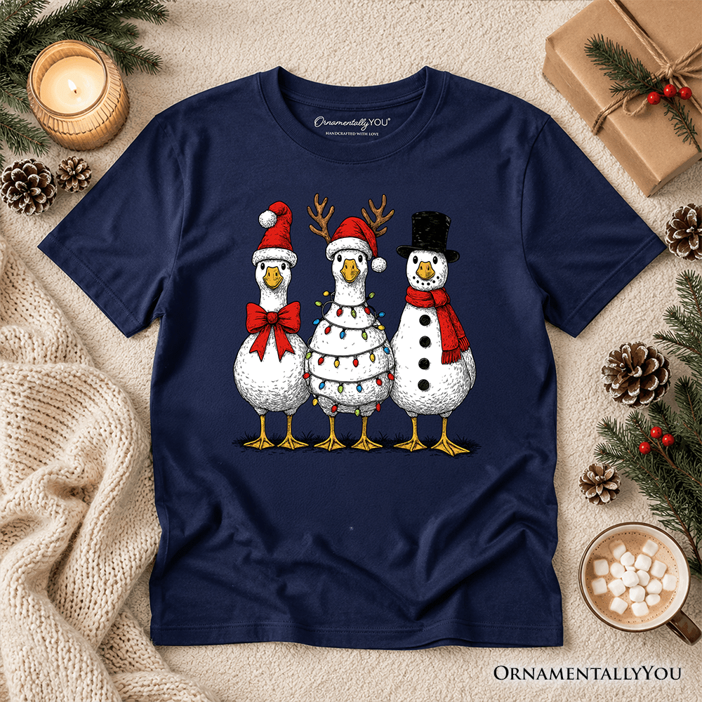 Kids Vintage Christmas Silly Goose T-Shirt, Snowman Spoof Winter Youth Tee