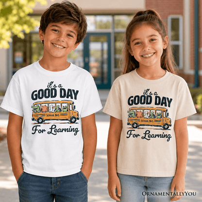 Kids Vintage Good Day for Learning School Bus T-Shirt, Back to School Youth Tee for Student