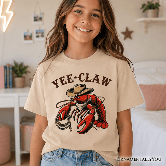 Kids Yee Claw Lobster Western T-Shirt, Funny Cowboy Youth Animal Tee