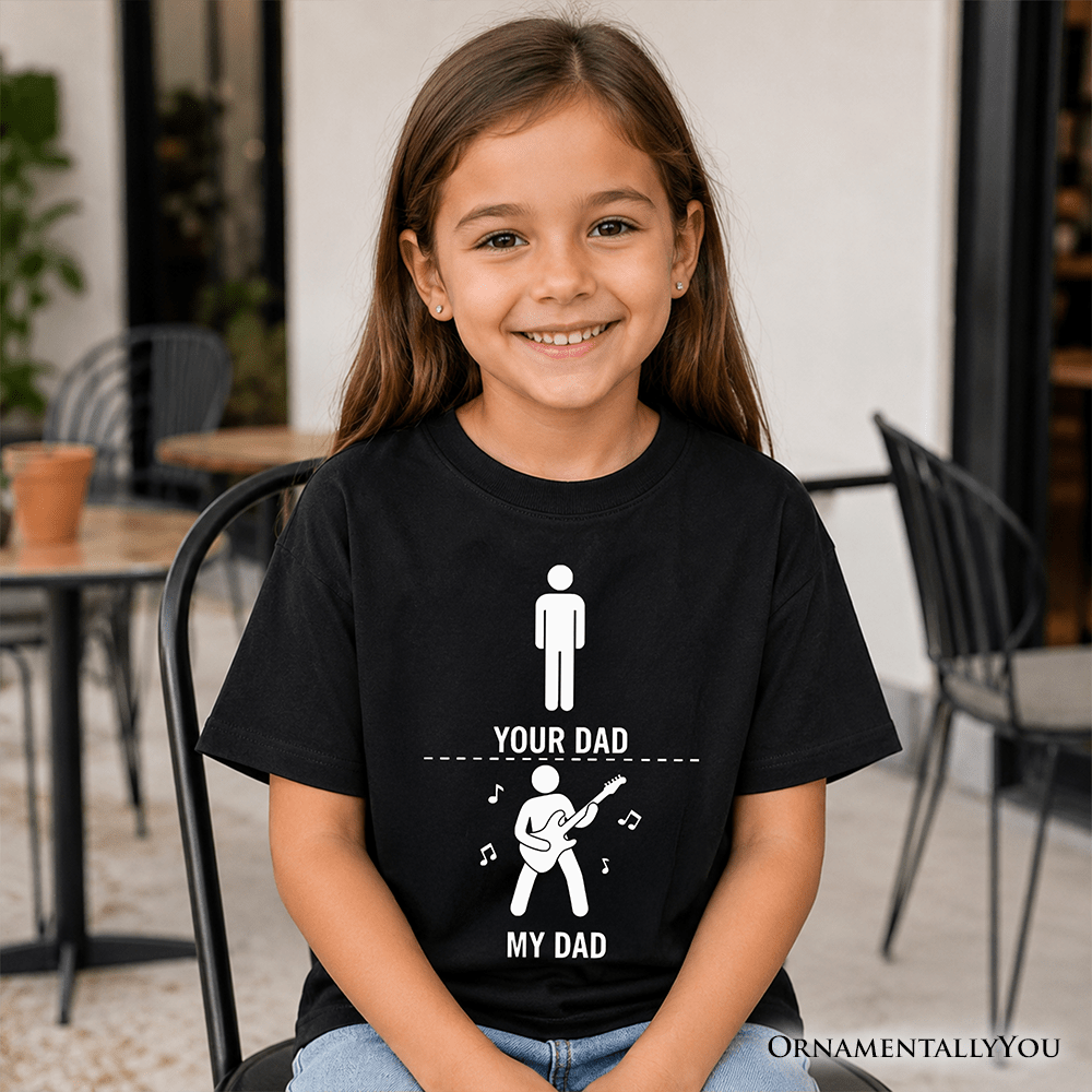 Kids Your Dad Vs My Cool Dad T-Shirt, Funny Bass Guitar Rock Father's Day Youth Tee
