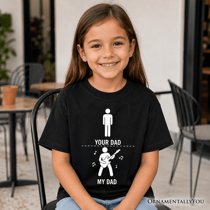 Kids Your Dad Vs My Cool Dad T-Shirt, Funny Bass Guitar Rock Father's Day Youth Tee