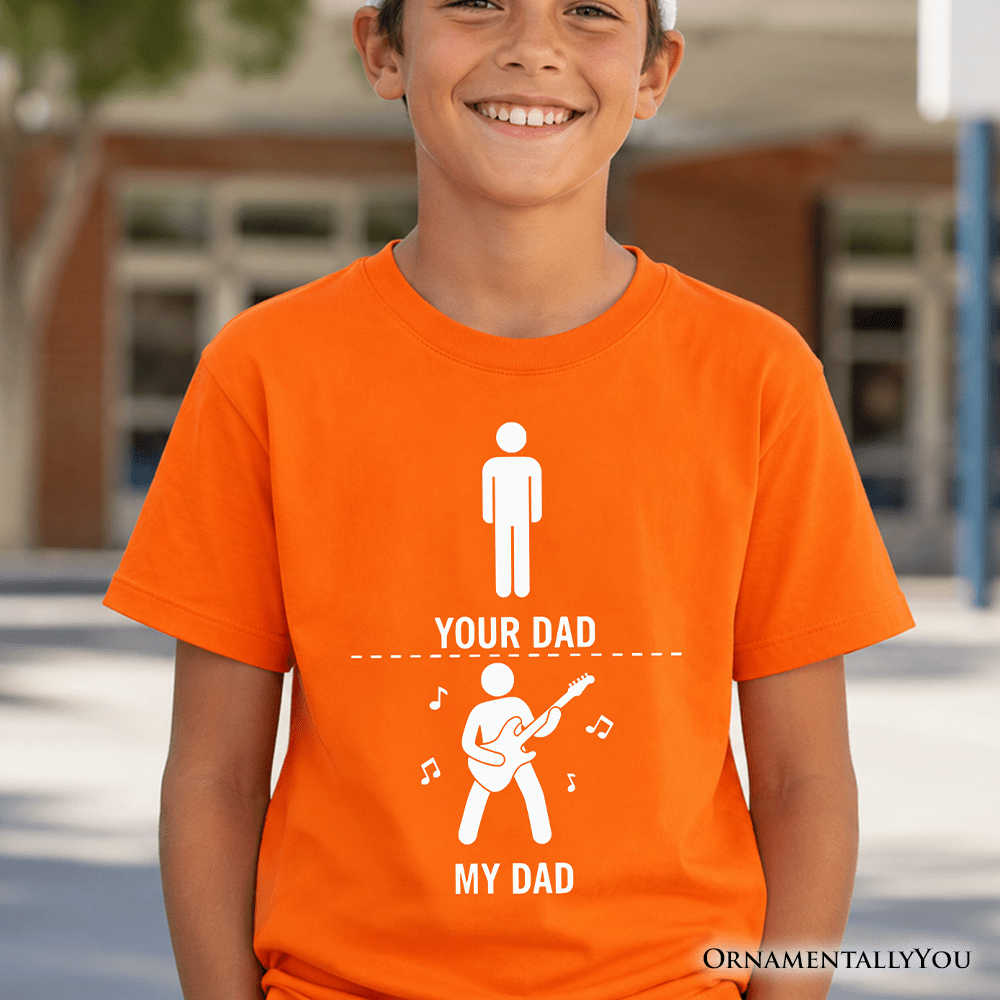 Kids Your Dad Vs My Cool Dad T-Shirt, Funny Bass Guitar Rock Father's Day Youth Tee