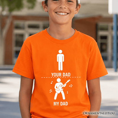 Kids Your Dad Vs My Cool Dad T-Shirt, Funny Bass Guitar Rock Father's Day Youth Tee