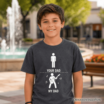 Kids Your Dad Vs My Cool Dad T-Shirt, Funny Bass Guitar Rock Father's Day Youth Tee