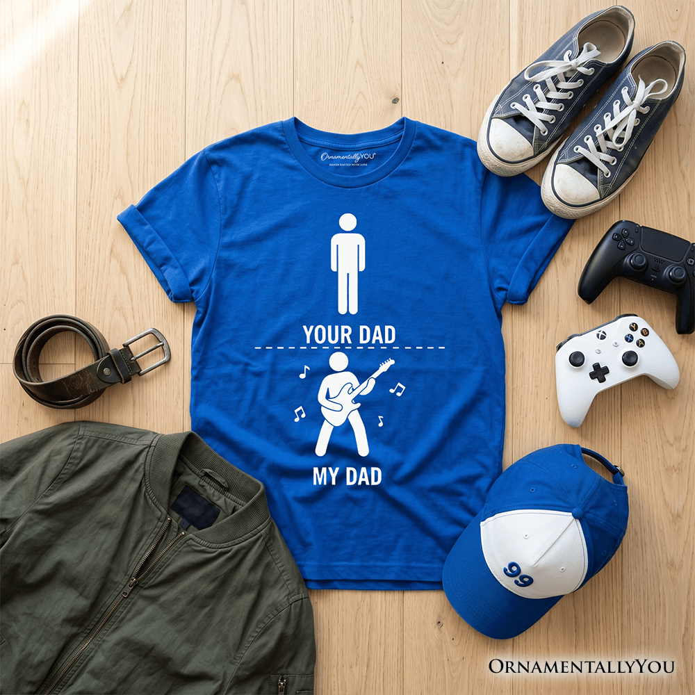 Kids Your Dad Vs My Cool Dad T-Shirt, Funny Bass Guitar Rock Father's Day Youth Tee