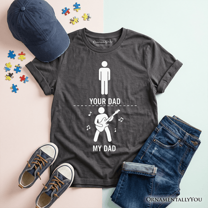 Kids Your Dad Vs My Cool Dad T-Shirt, Funny Bass Guitar Rock Father's Day Youth Tee
