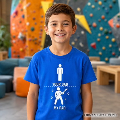 Kids Your Dad Vs My Cool Dad T-Shirt, Funny Bass Guitar Rock Father's Day Youth Tee