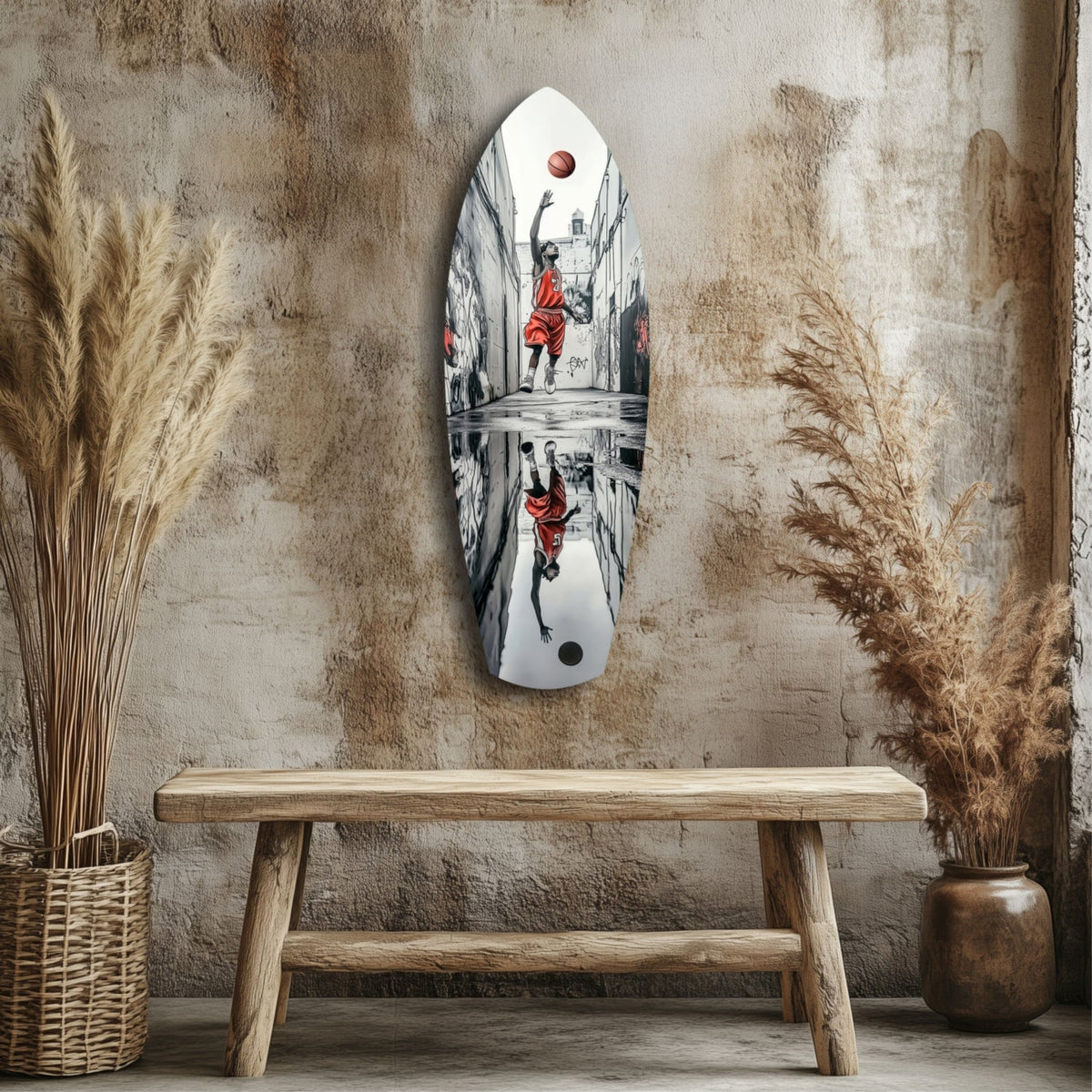 Street Basketball Glass Wall Art