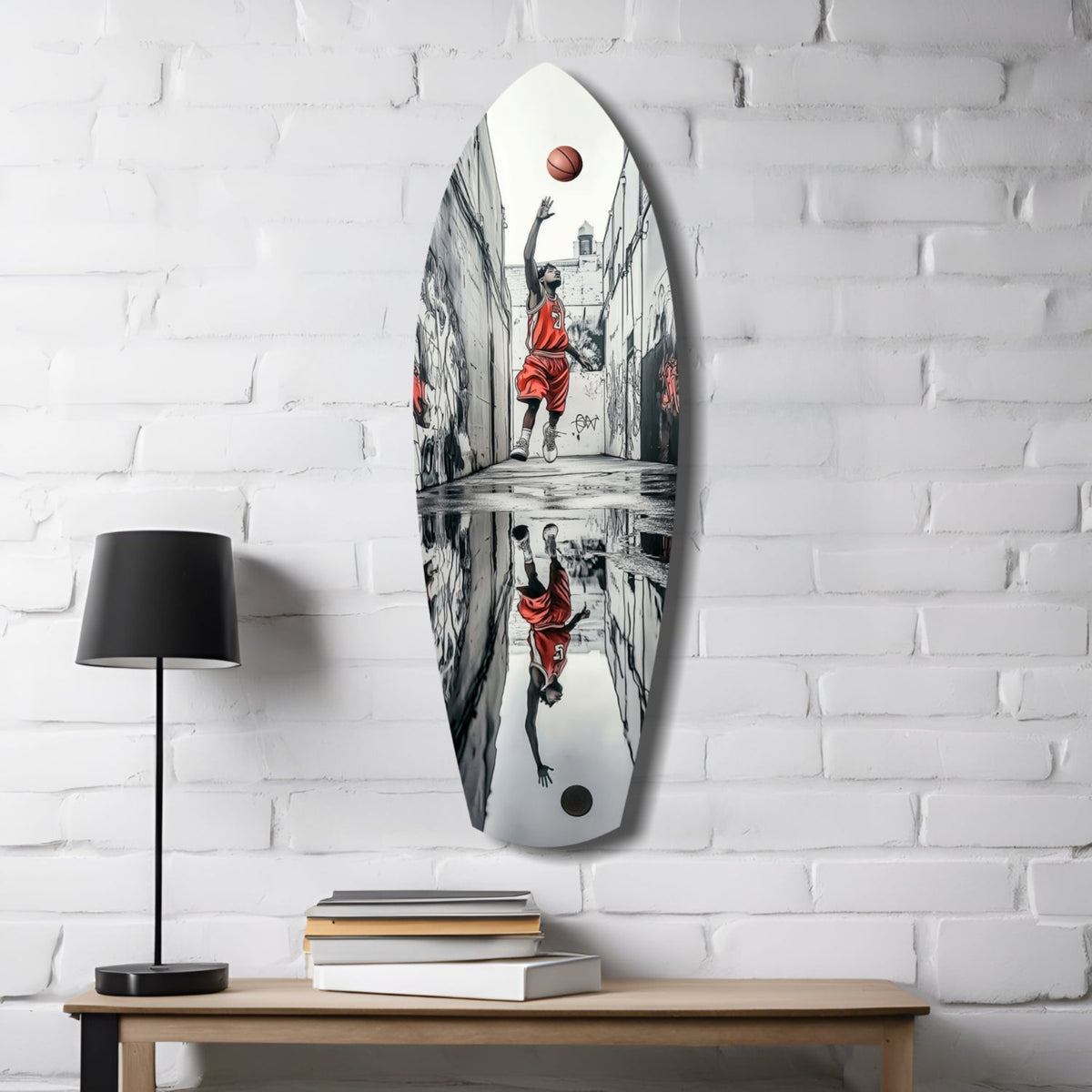 Street Basketball Glass Wall Art