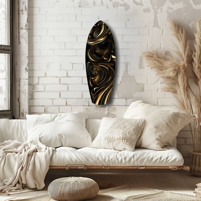 Golden Swirls Glass Wall Art