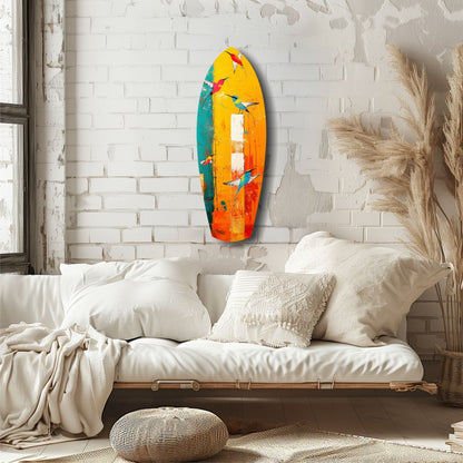Birds in Colors Glass Wall Art